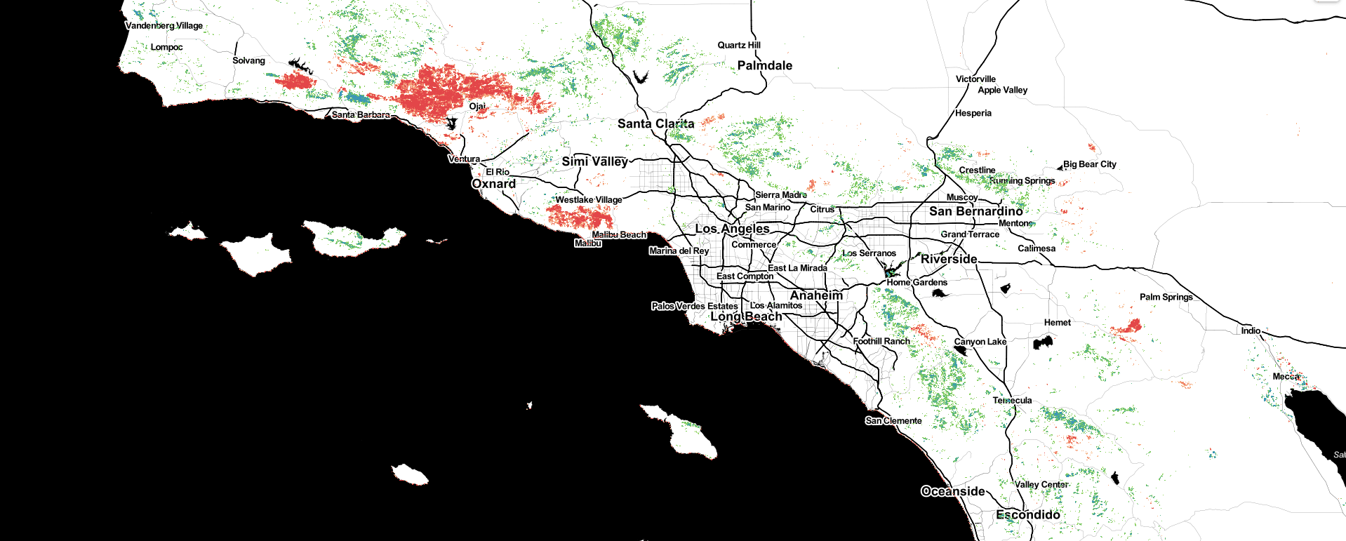 Canopy Cover Change from 2016-2020 in Southern California